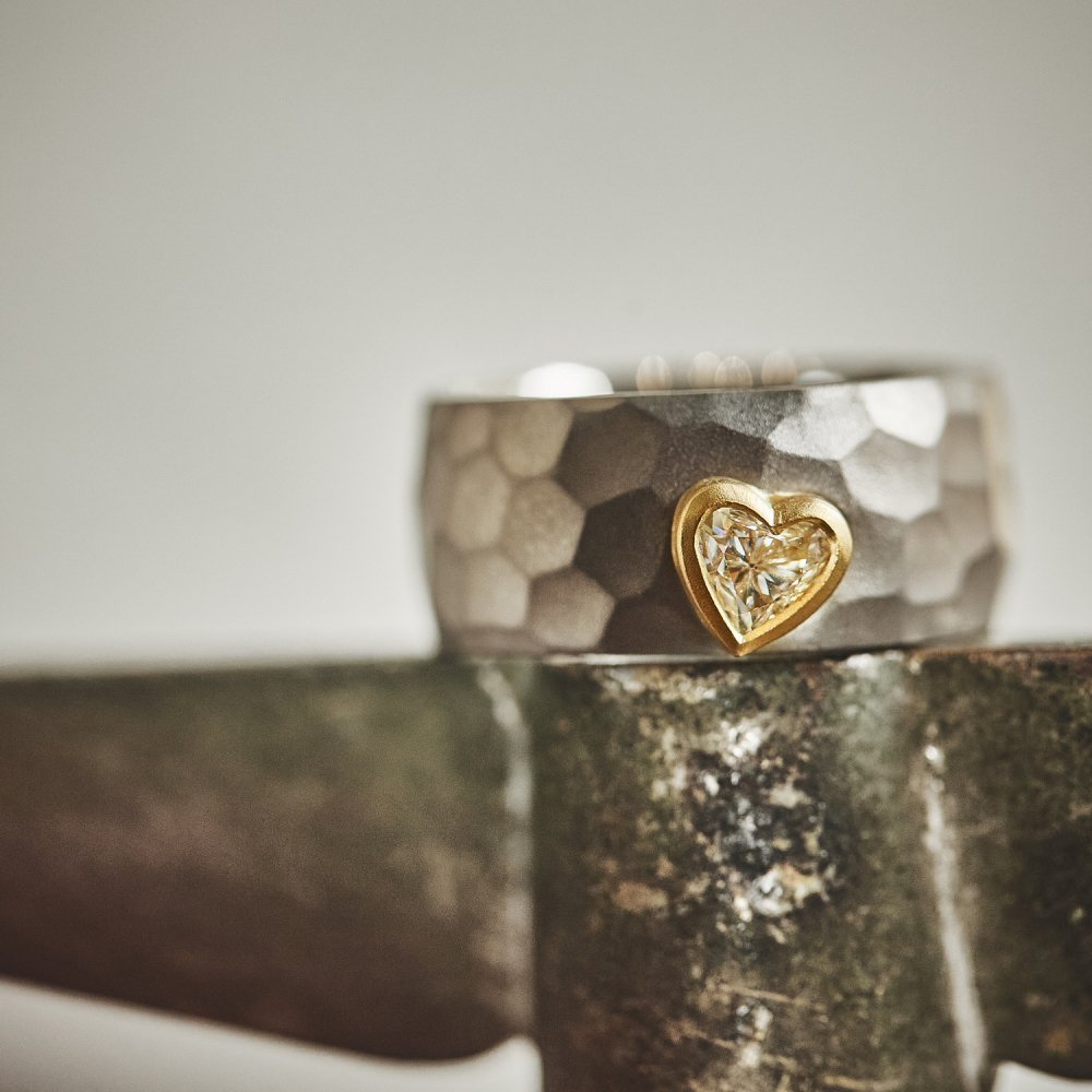 cut ring wide Heart Diamond K18WG / 2112-004