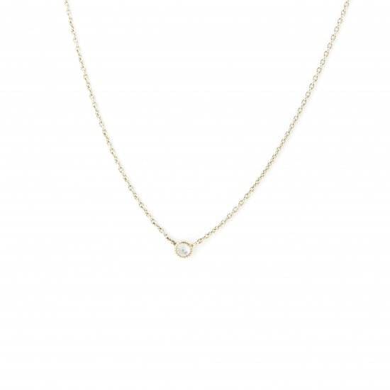 dome shape diamond long necklace / 1411-008