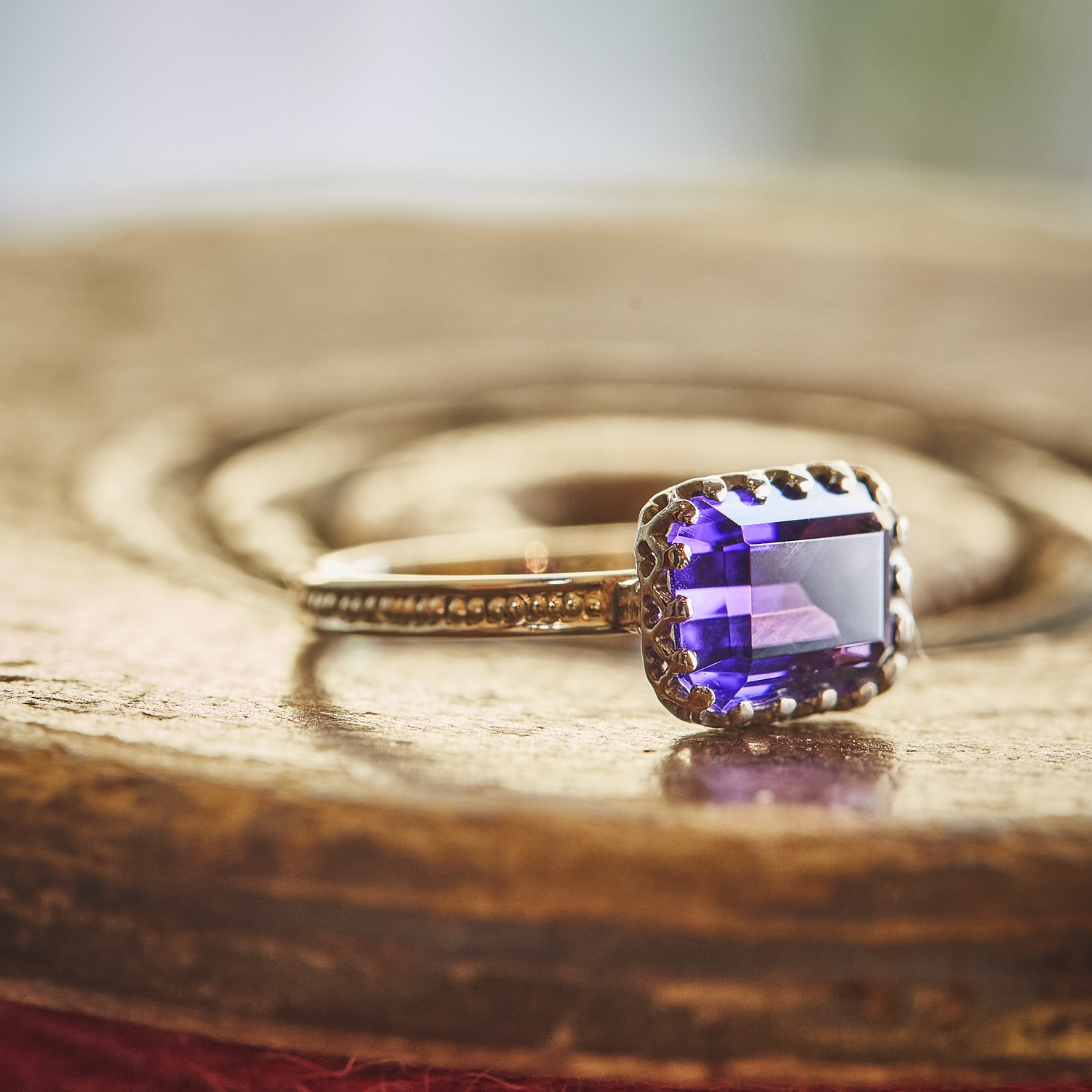 mill ring with Stone Amethyst /1402-022