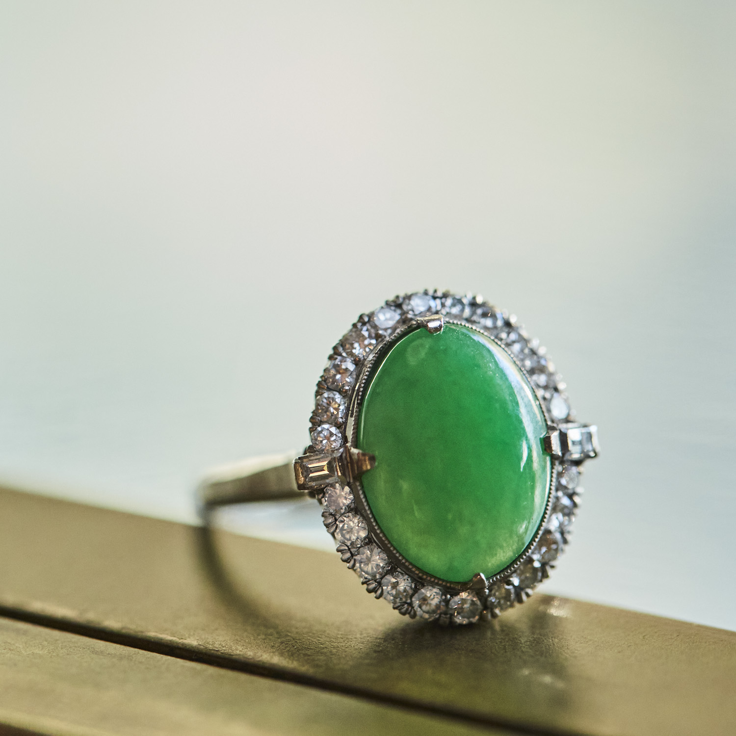 Diamond Jade Vintage ring / AU2411-006