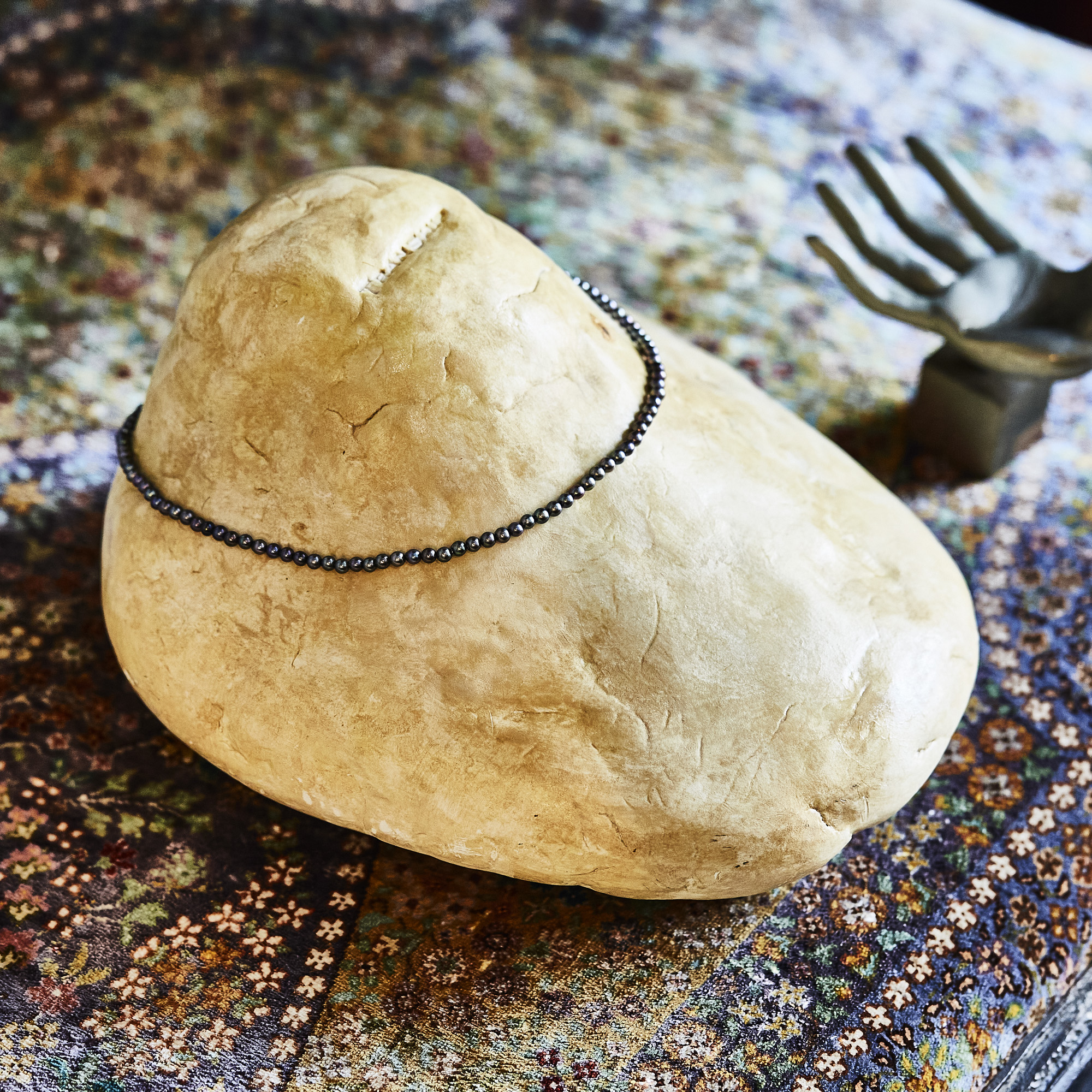 Dyed Blue-Grey Akoya Baby Pearl choker / 2508-015