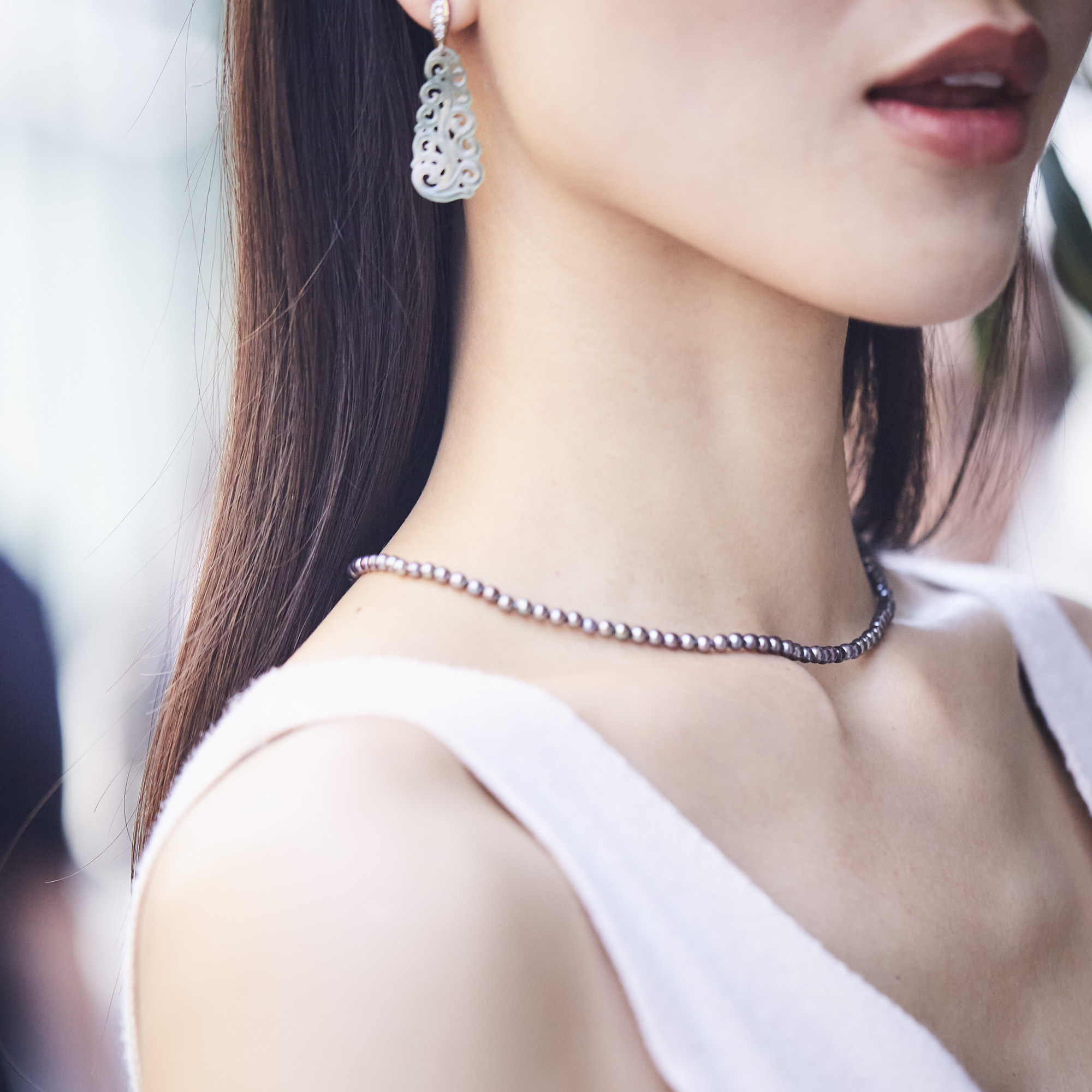Dyed Blue-Grey Akoya Baby Pearl choker / 2508-015