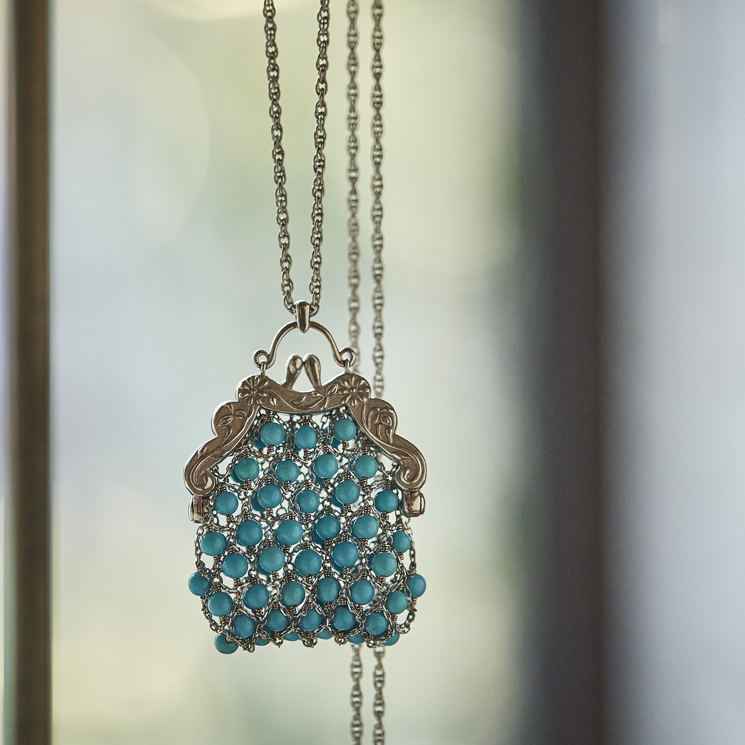 Vintage  Turquoise pendant necklace / 2512AU007