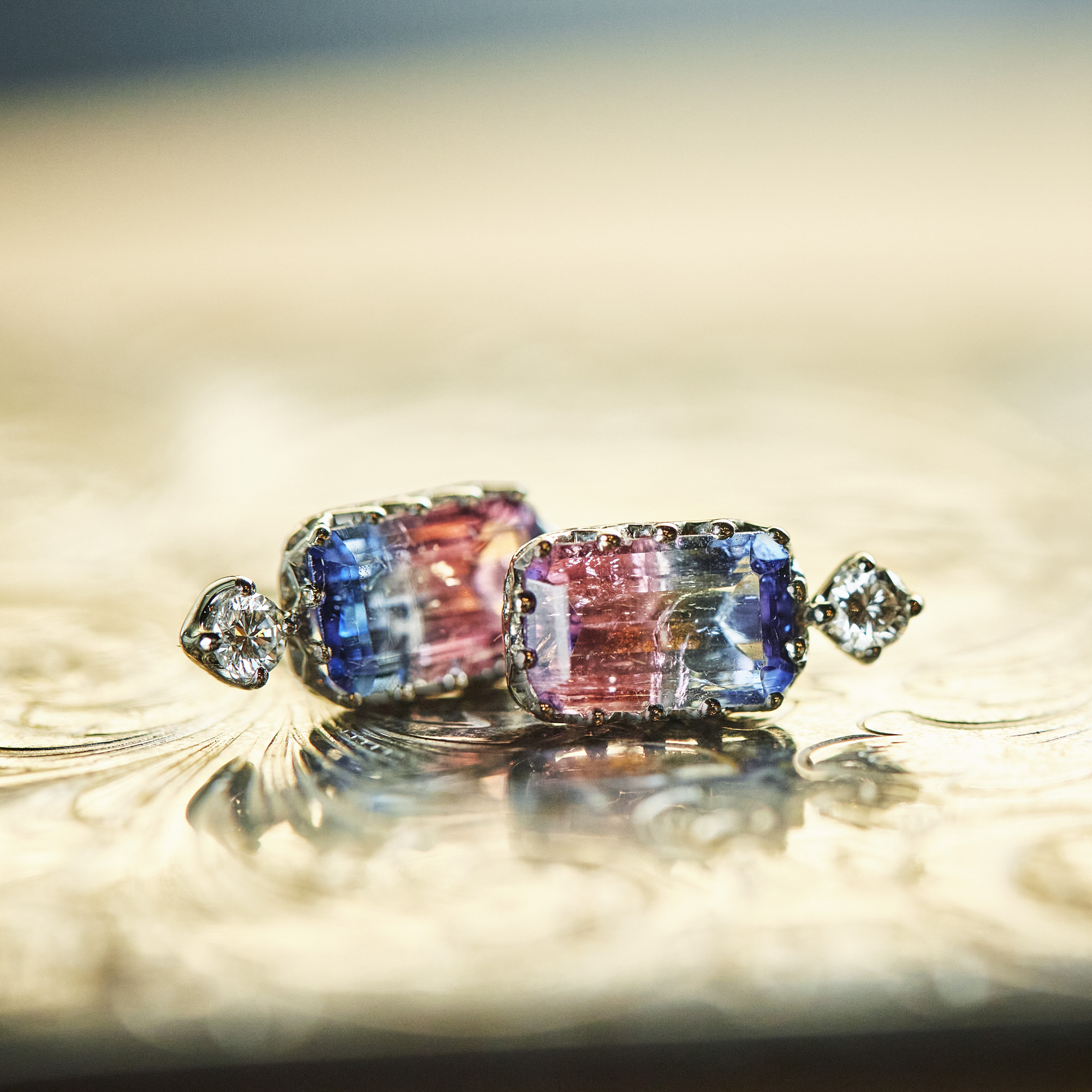 float pierce bicolor Tourmaline / 2603-021