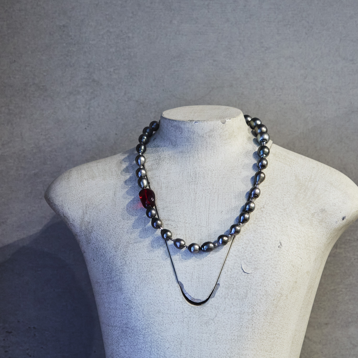 Link Tahitian Pearl Necklace (baroque) / silver / 2608-012