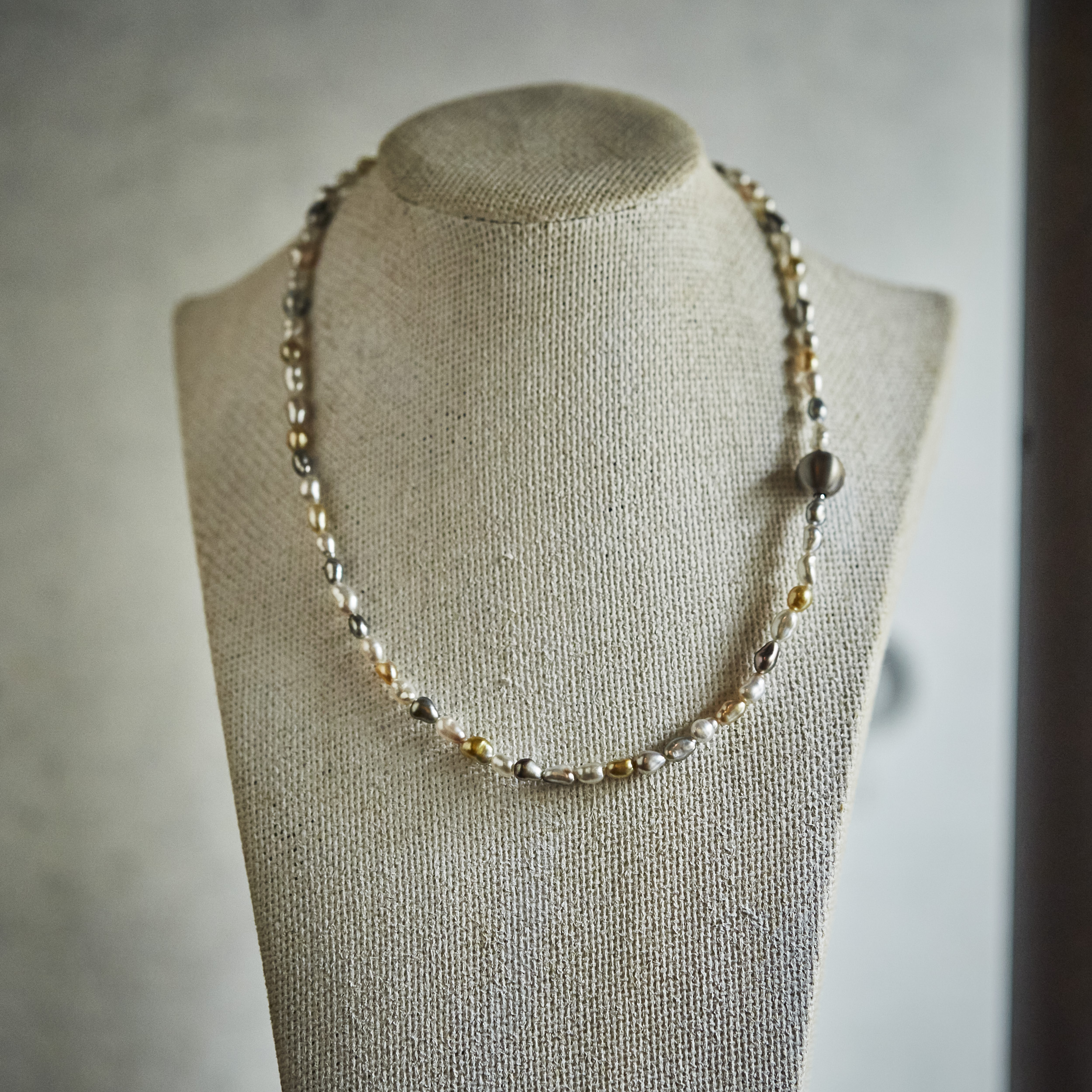 Link Keshi White South Sea & Tahitian Pearl multi necklace / 2608-027